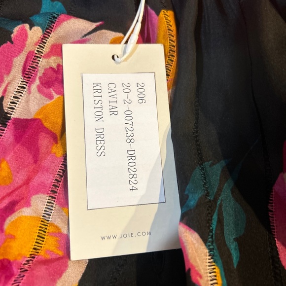 JOIE Silk Caviar Kriston Black Floral Mini Dress Sz Small NWT - Picture 8 of 9